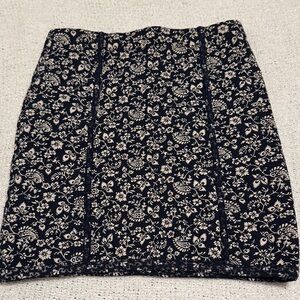 Fat Face Navy and Cream Floral Quilted Pencil Skirt